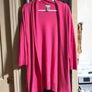 MULTIPLES shawl collar knit swing jacket in azalea